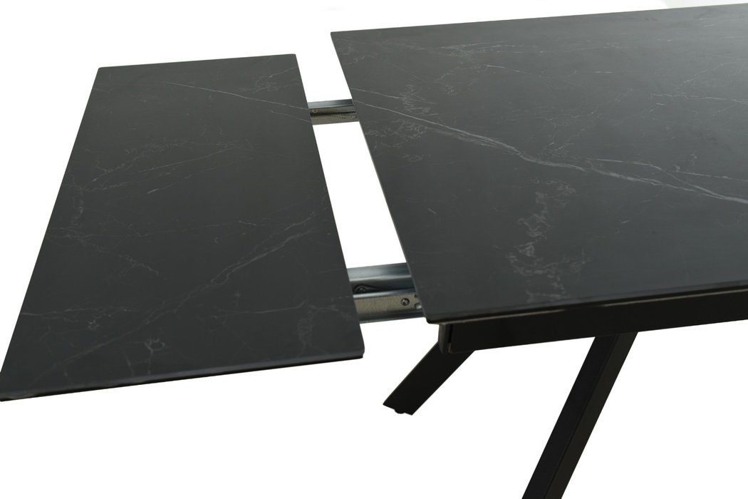 Обеденный стол «Leon PRO» (Леон Про)  керамогранит «Greys black», опоры чёрные, фото #DSC_2152